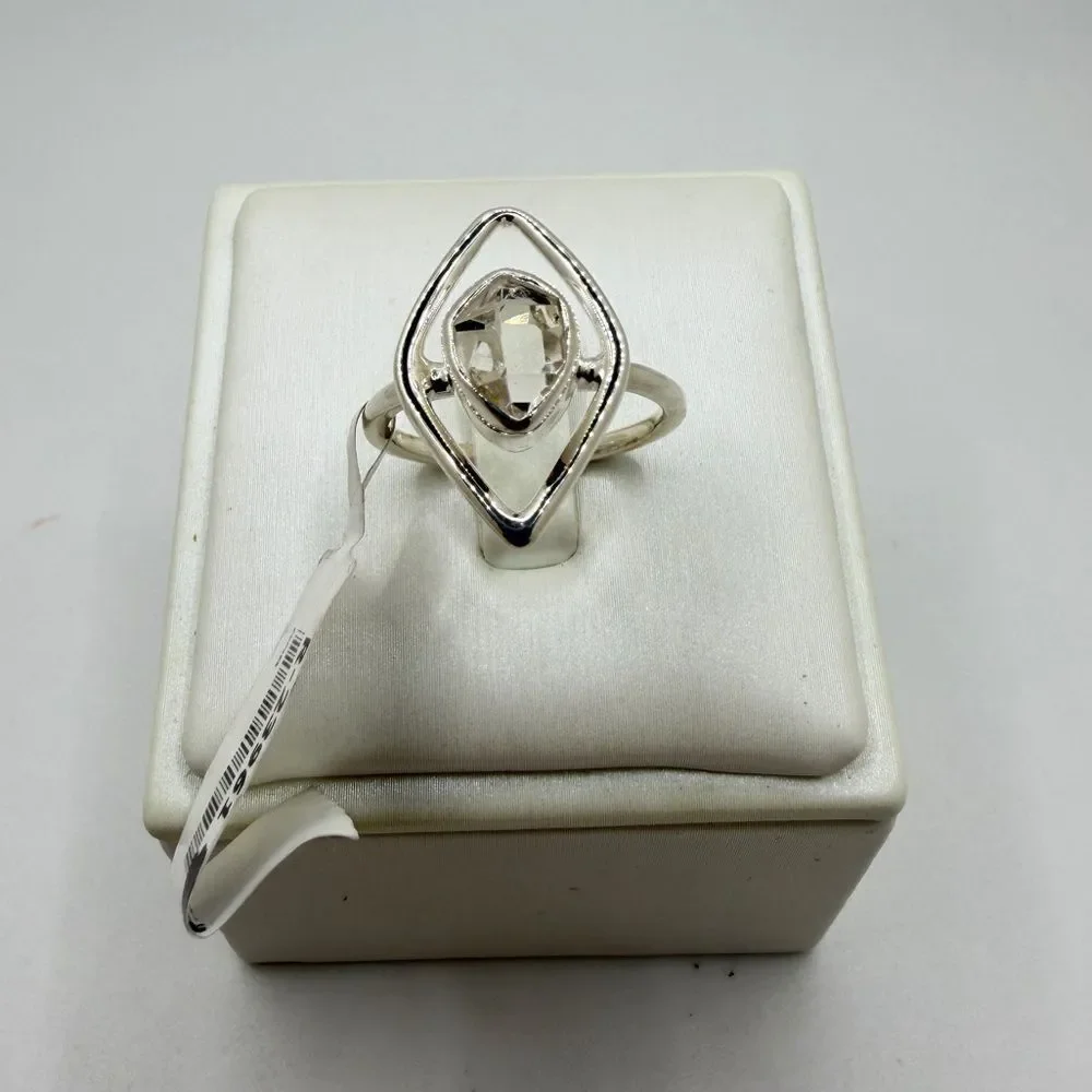 NWT 7x9mm HERKIMER diamond quartz ring in sterling‎ silver!